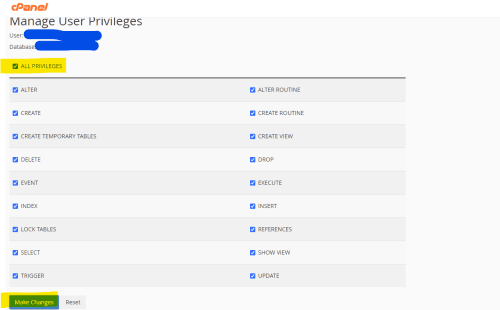 xác nhận full quyền quản trị database